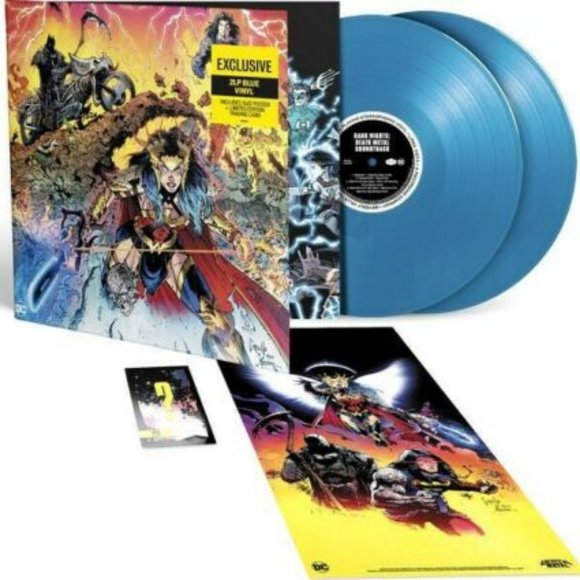 DC Dark Nights: Death Metal 2-LP ~Excl. Blue Vinyl + Trading Card & Poster ~New! - Picture 1 of 2